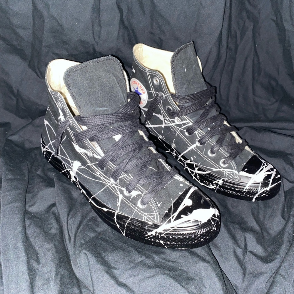 Converse Black, White, & Gray Splatter High-Tops - Picture 4 of 4